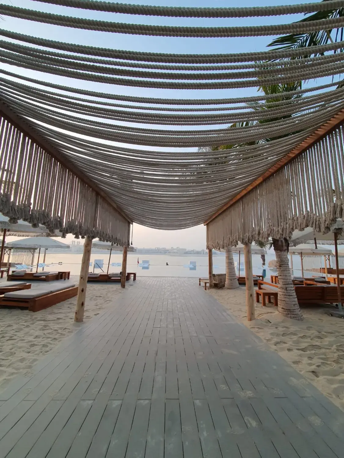 Beach club at sunset